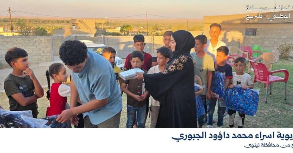 إسراء الجبوري تطلق حملة “غيمة خير” لدعم أطفال الموصل مع بداية العام الدراس